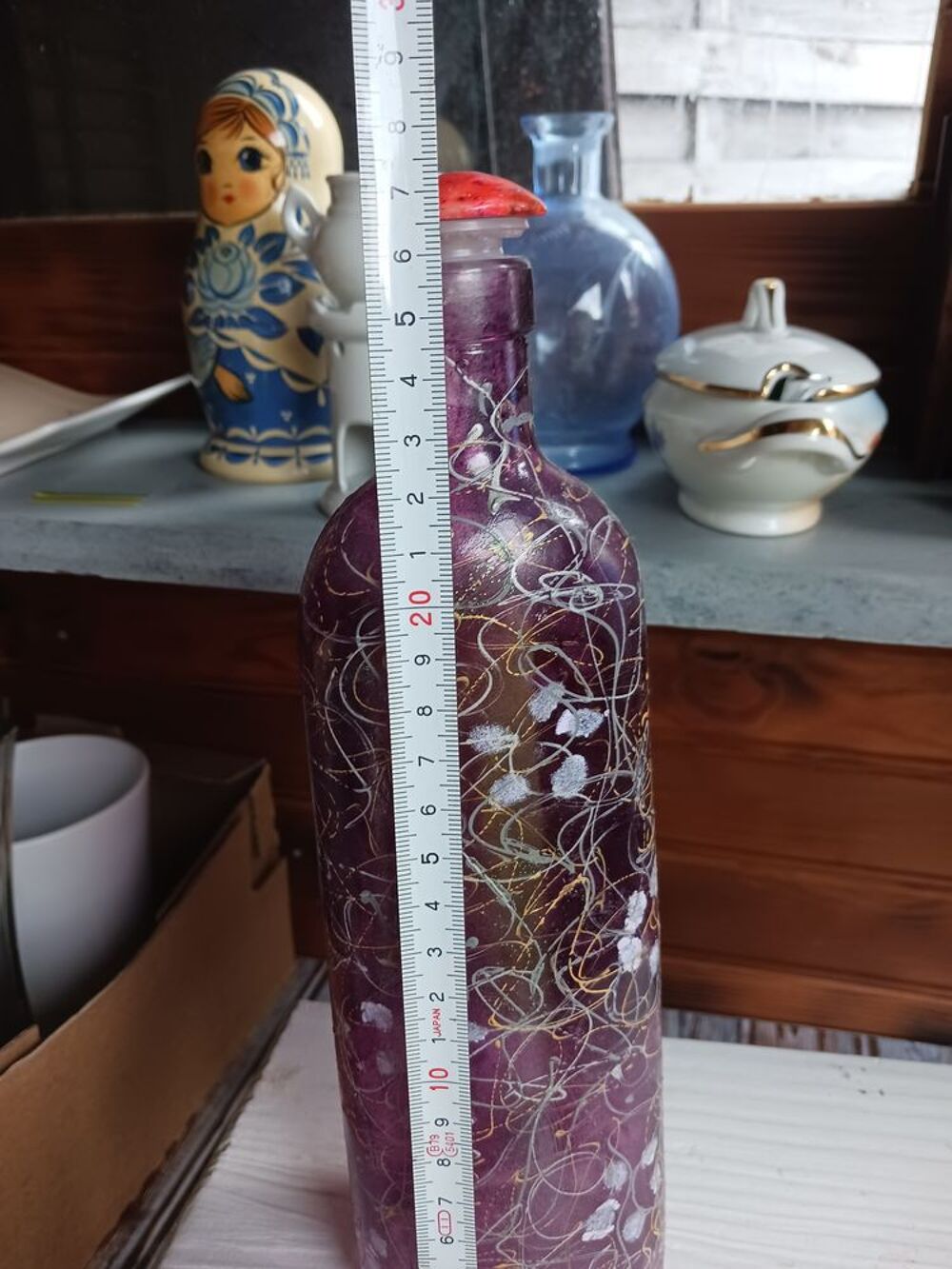 Bouteille D&eacute;corative Violette avec Couvercle Fleur 