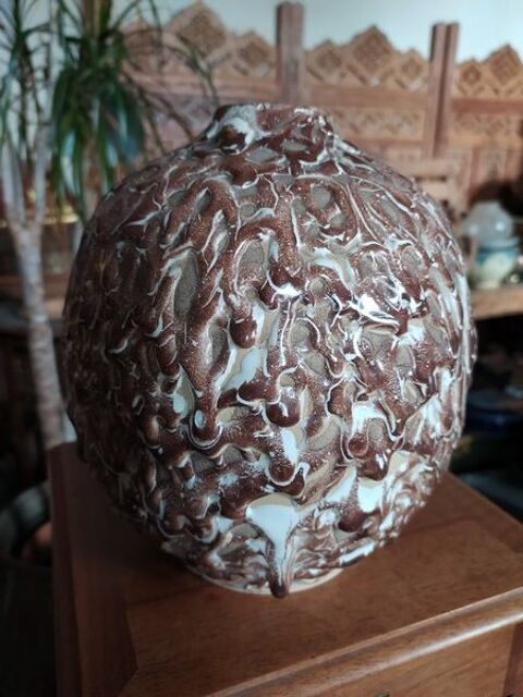 Ancien Vase Boule C�ramique � D�cor de Coulures Art D�co 30 Loches (37)