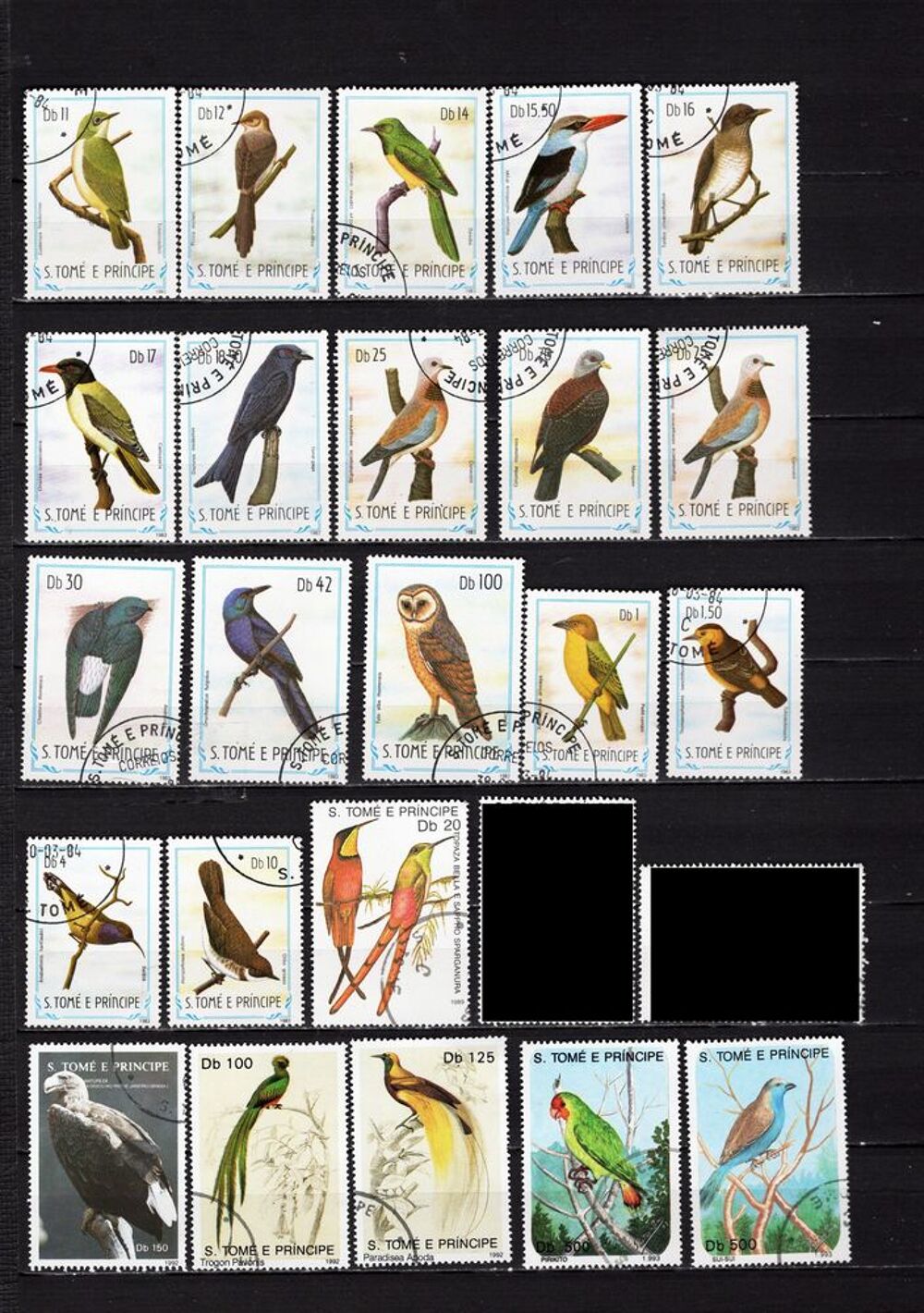 lot de 25 timbres de ST THOMAS et PRINCE avec des OISEAUX 