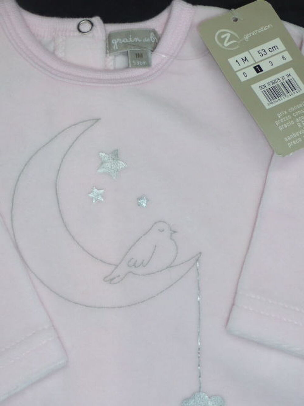 Grain de bl&eacute; Pull velours rose fille 1 mois Vêtements enfants