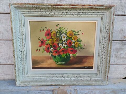 Tableau Bouquet Fleurs des Champs Coquelicots. 85 Loches (37)