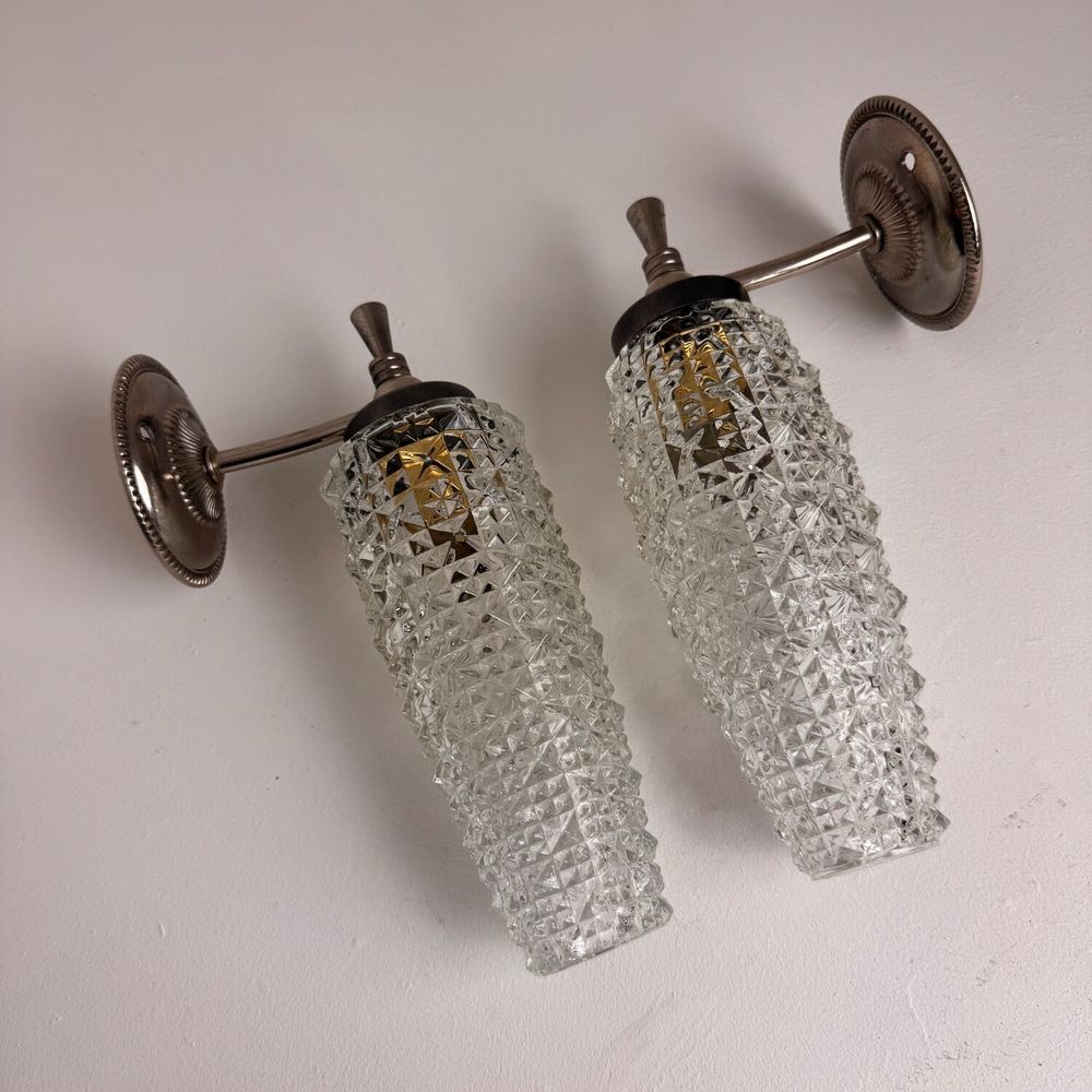 PAIRE D'APPLIQUES " POINTE DE DIAMANT " VINTAGE D�coration