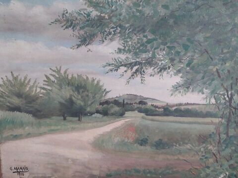 Tableau Paysage Campagne Printemps �t� Sign� G. Marais  70 Loches (37)