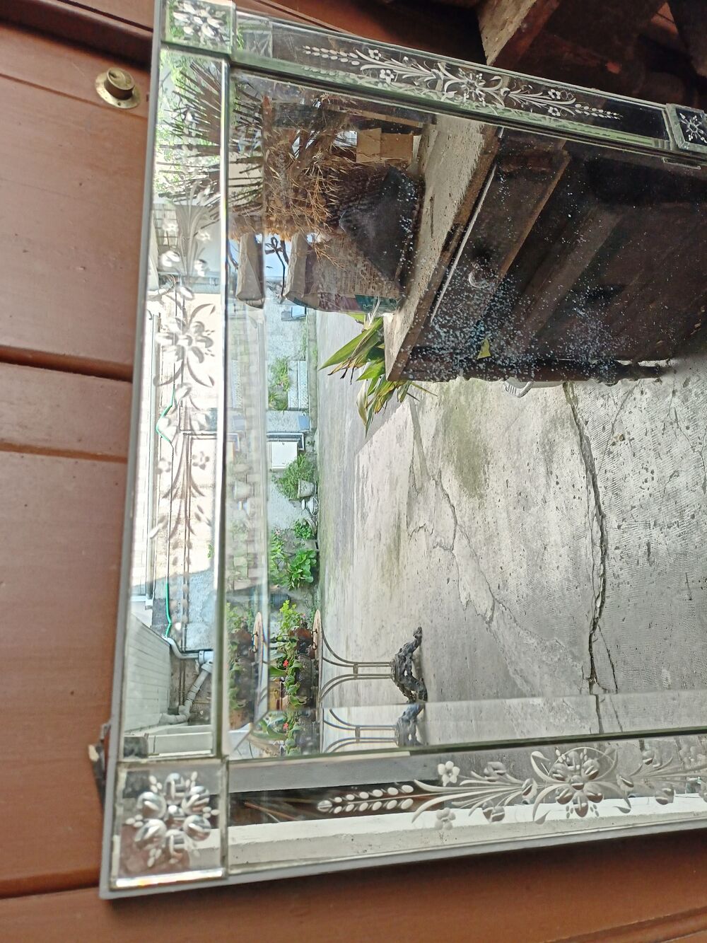 Miroir Ancien &quot; Verre Grav&eacute; &quot; Meubles