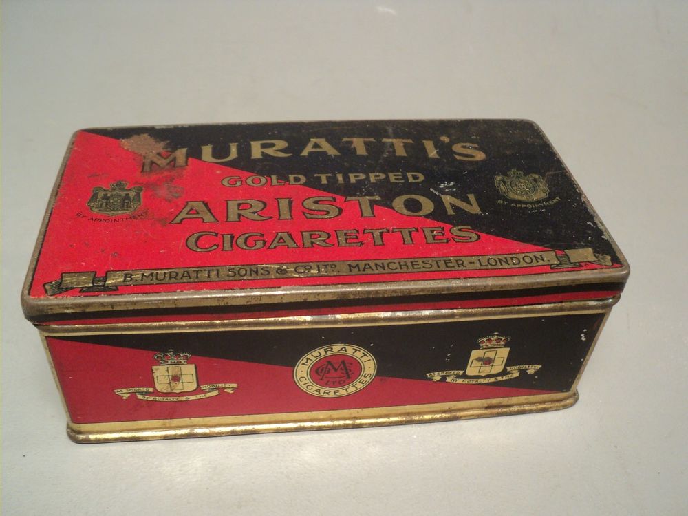 Boite Publicitaire Muratti's Gold Tipped Ariston Cigarettes. 