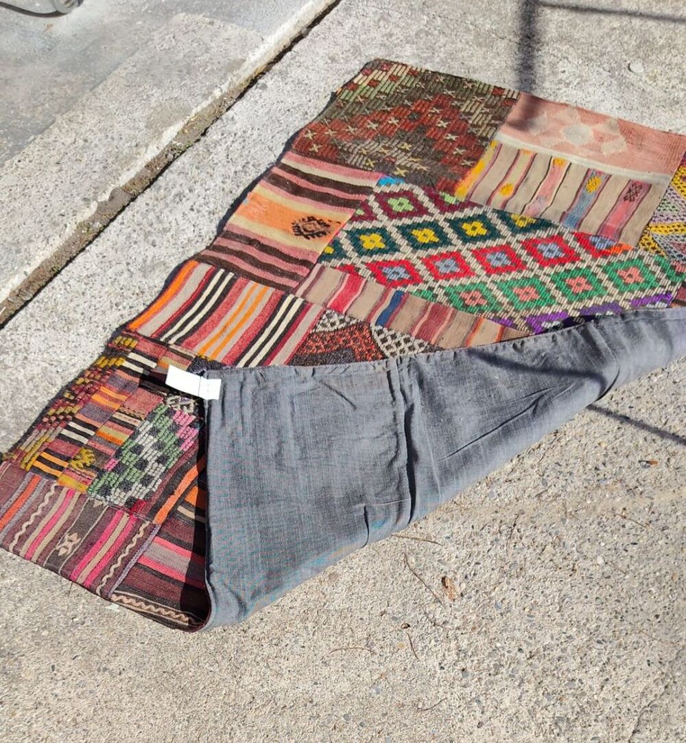 Tapis Kelim Patchwork multicolore, 182 x 124 cm Décoration