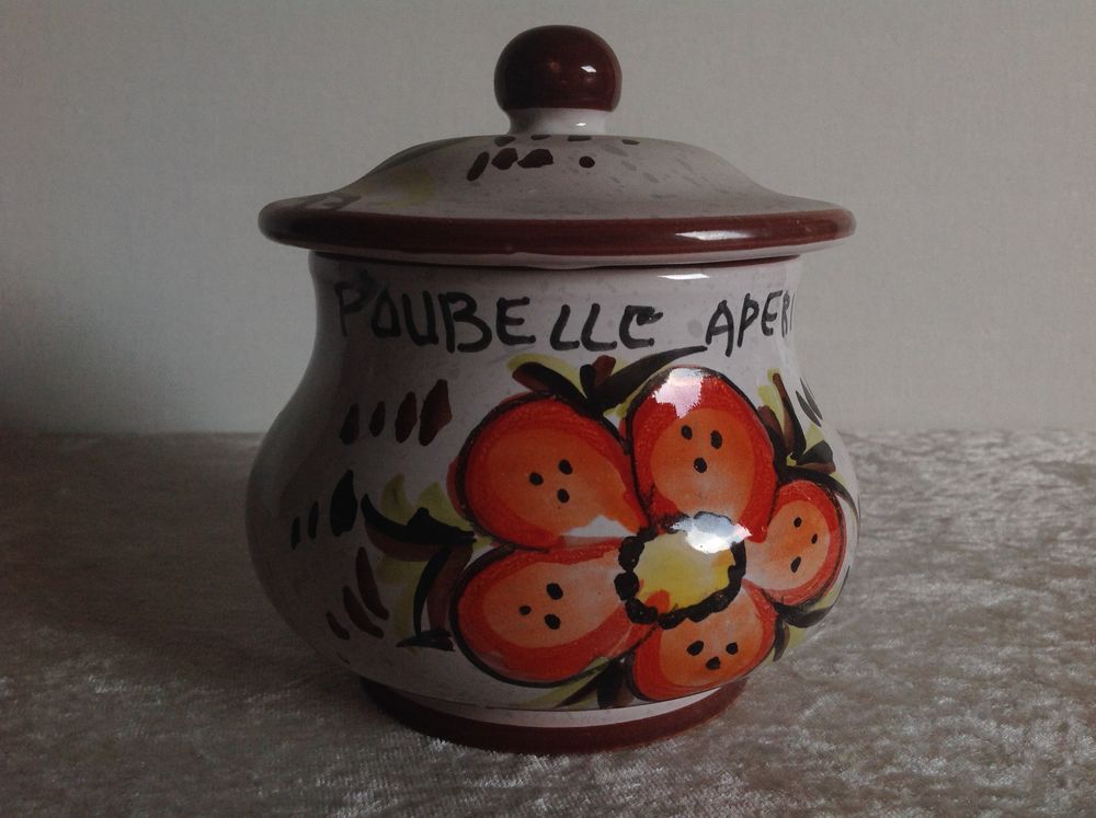 POT C&Eacute;RAMIQUE AVEC COUVERCLE MOTIF PEINT MAIN Envoi Possible Décoration