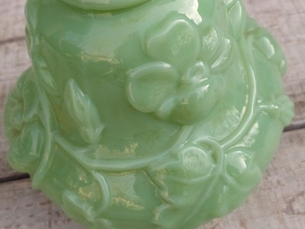 Grand Vase Verre Opaline Verte Saint Louis D&eacute;cor Fleurs Décoration