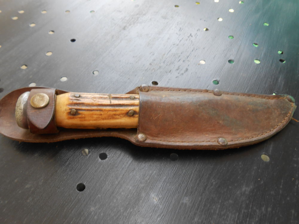 ANCIEN TEAU DE CHASSE MANCHE BOIS DE CERF 