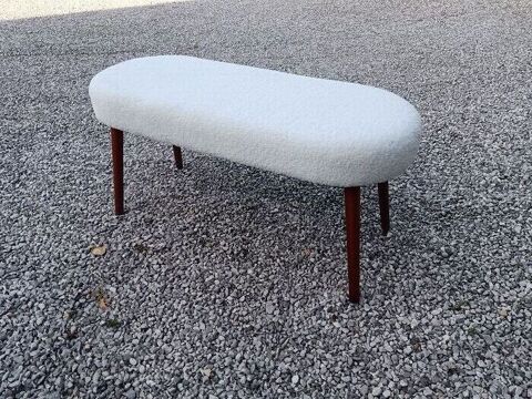 Banc scandinave laine bouclée blanc et bois clair L 96 cm 35 Escalles (62)
