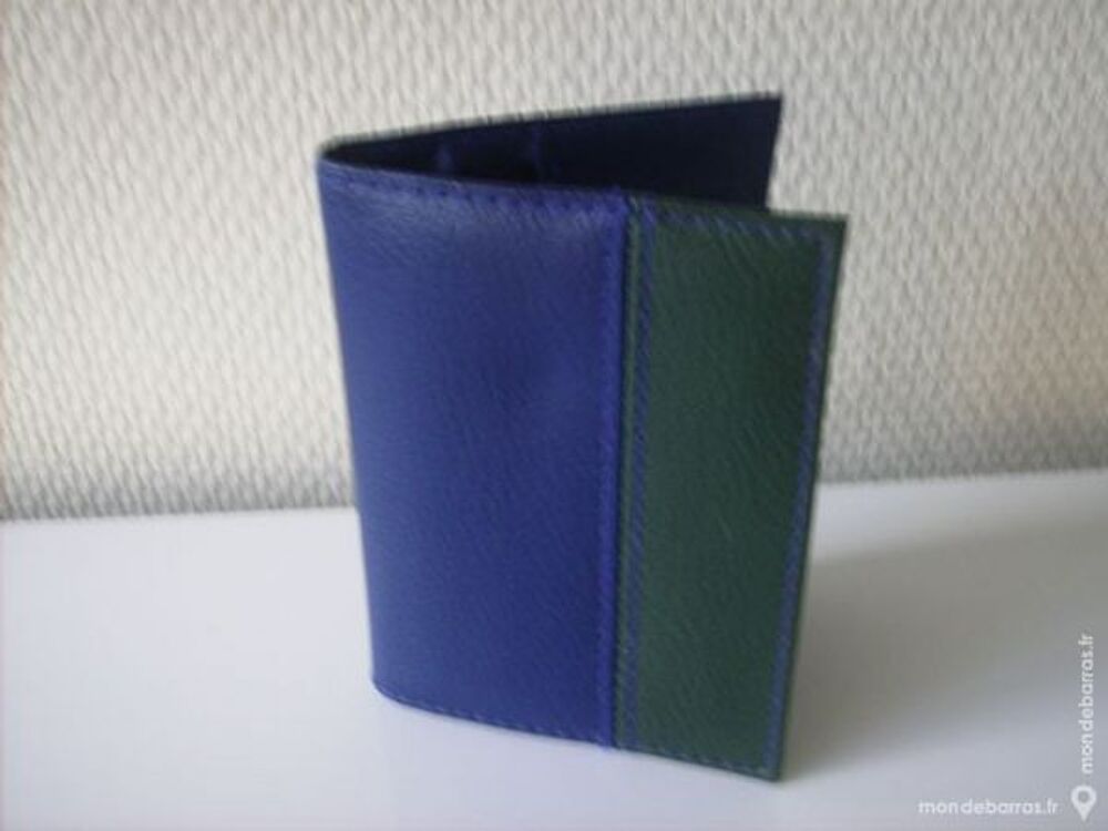 Porte cartes bleu et vert FINAREF Maroquinerie