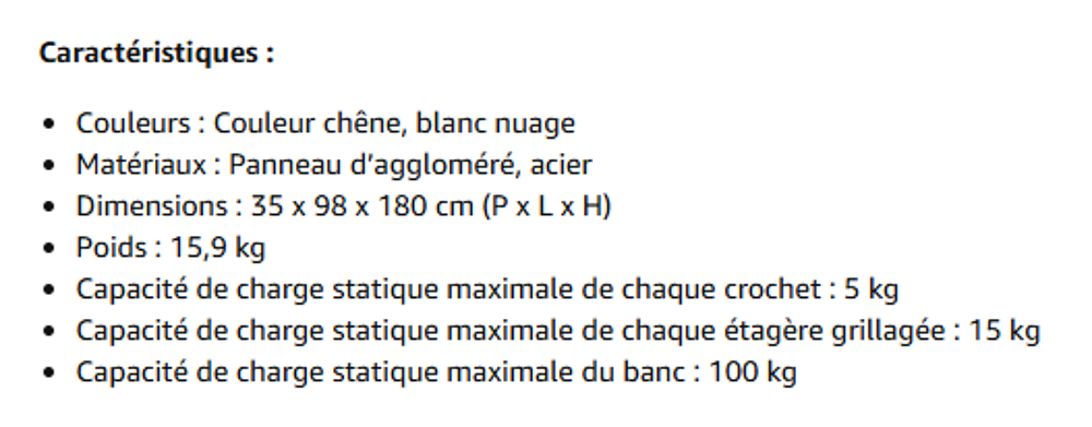 Meuble d'entr&eacute;e porte-manteau + banc + rangement chaussures Meubles