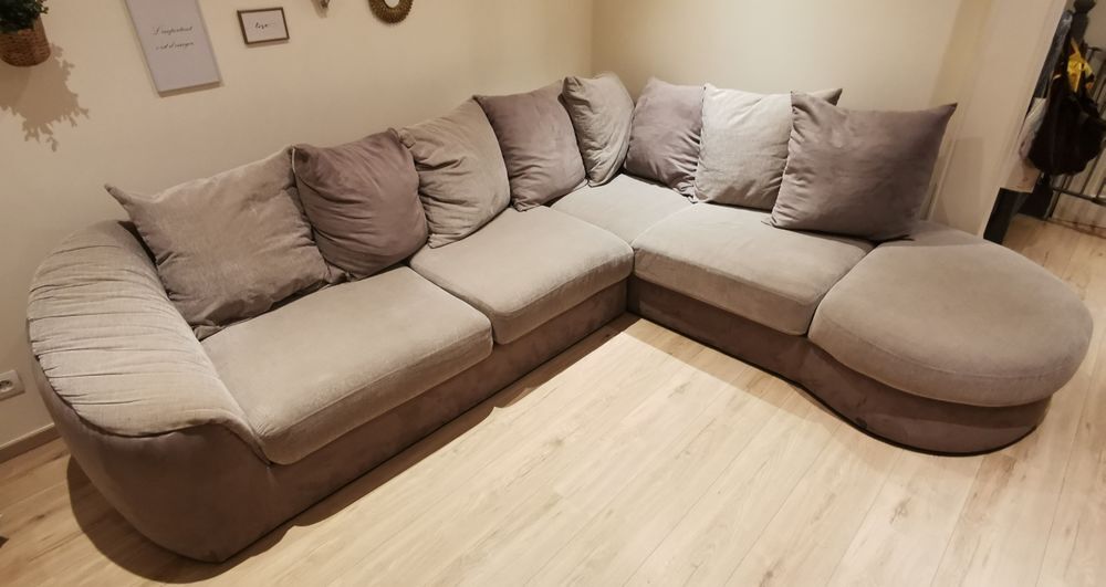 Canap&eacute; d'angle droit fixe bor&eacute;al bicolore, 5 places Meubles