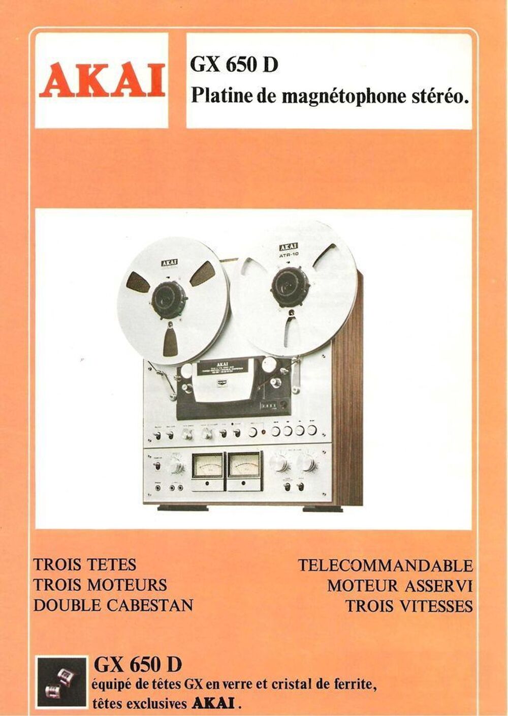 Platine de magn&eacute;tophone st&eacute;r&eacute;o. AKAI GX 650 D Audio et hifi