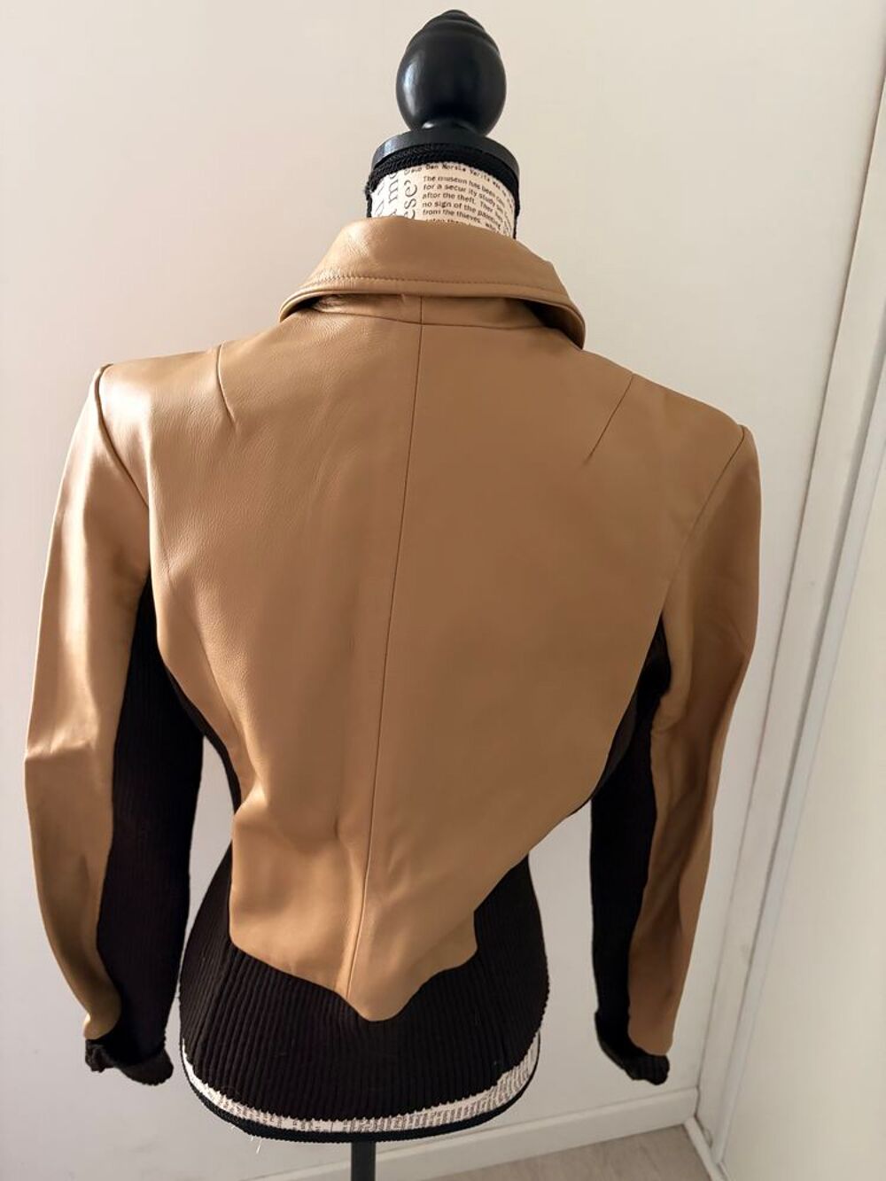? Veste en Cuir Roxy Camel ? Empi&egrave;cements Maille Vêtements