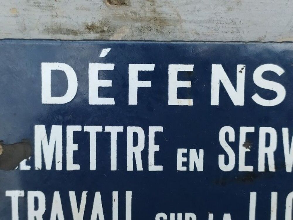 Ancienne Plaque &Eacute;maill&eacute;e SNCF Travail sur la Ligne 