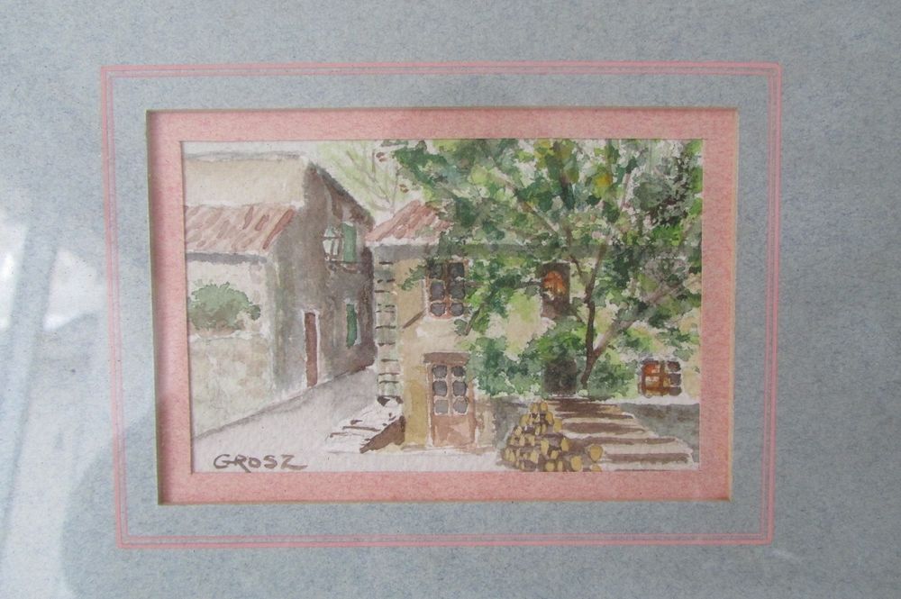 Deux aquarelles encadr&eacute;es sign&eacute;es GROSZ Décoration
