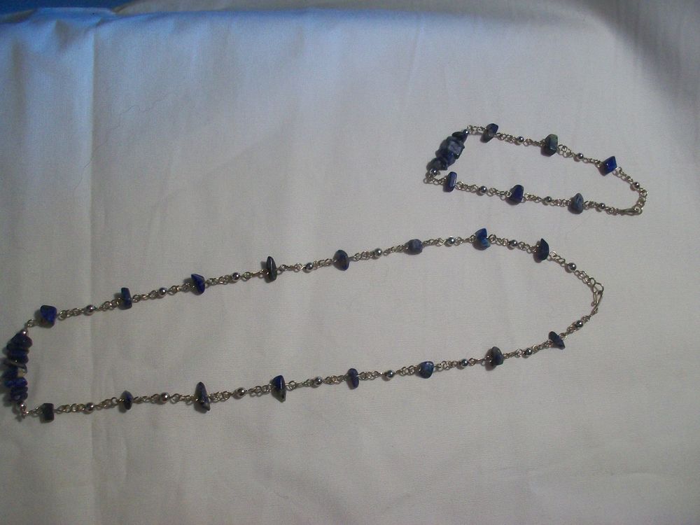 Parure argent lapis lazuli bleu collier et bracelet Bijoux et montres