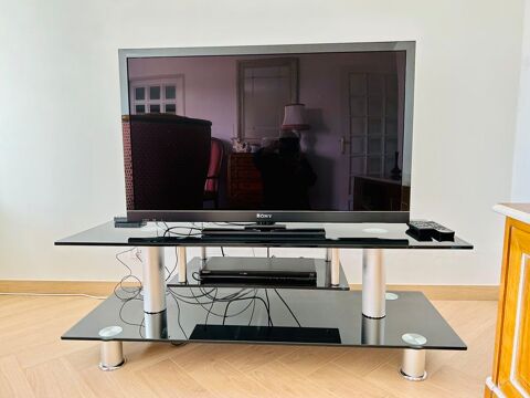 MEUBLE TV EN VERRE TREMPE NOIR ET ALUMINIUM 50 V�lizy-Villacoublay (78)