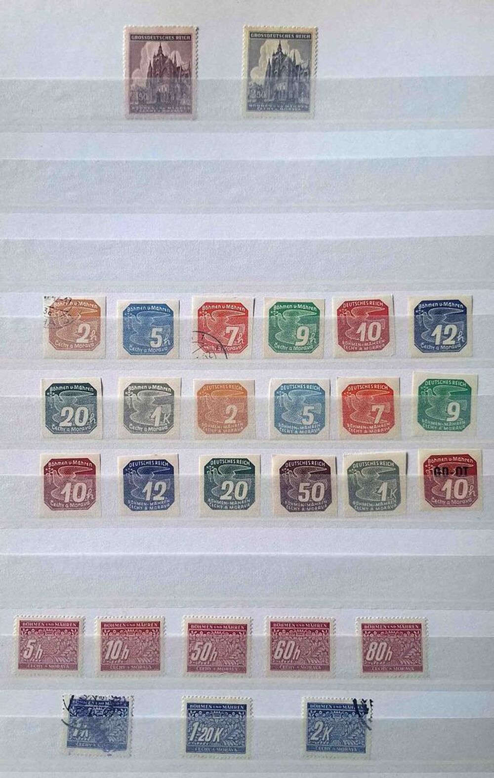 S&eacute;rie de timbres de collection de Boh&ecirc;me et Moravie 