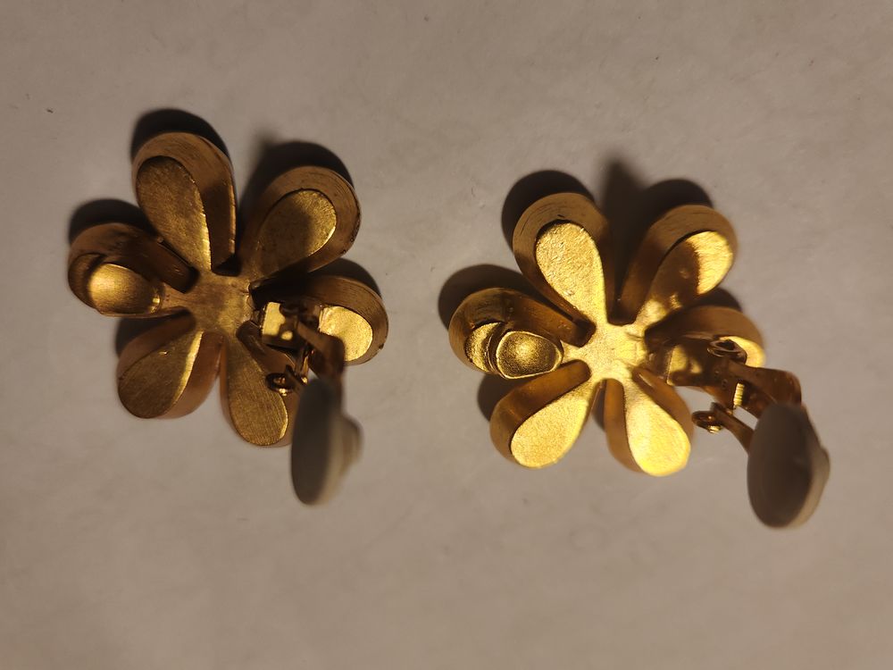 BO Boucles d'Oreilles Clip fleur dor&eacute;e strass ANTIGONA Bijoux et montres