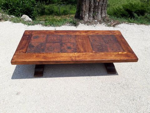   Table basse vintage plateau en cramique 