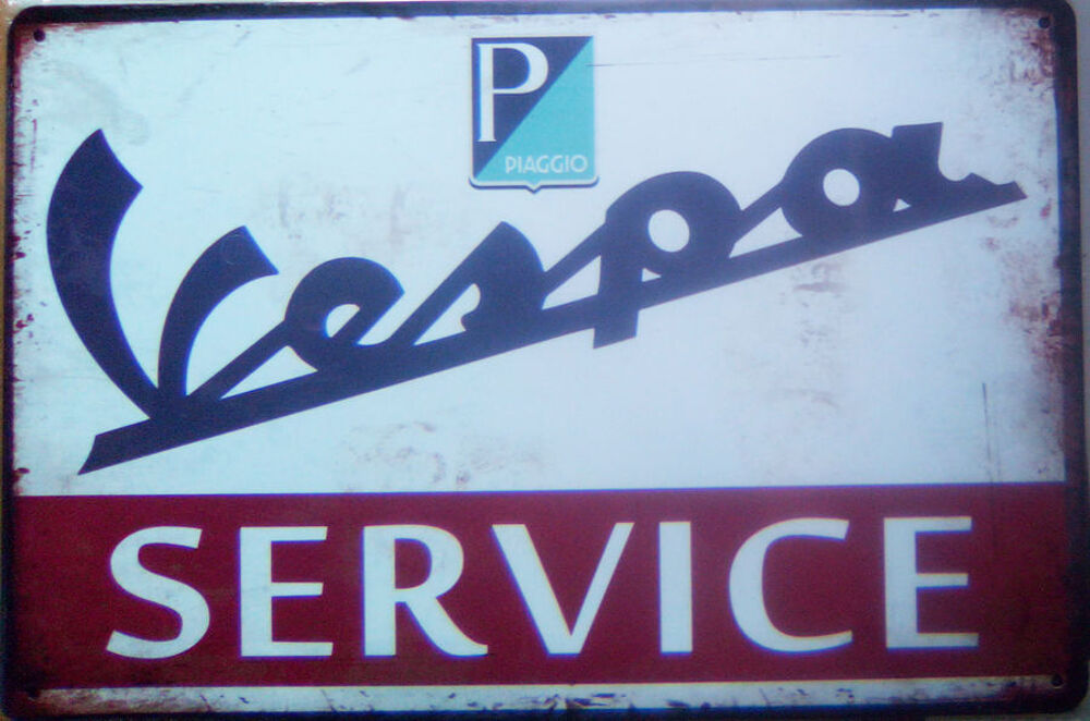 30 X 20 Plaque Acier vintage D&eacute;coration 30 X 20 Vespa Servic Décoration
