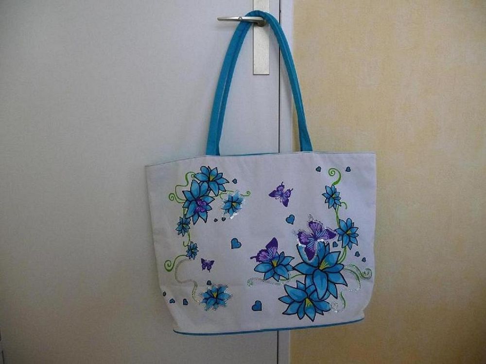 Sac Grand Mod&egrave;le Bleu &amp; Blanc - N E U F Maroquinerie