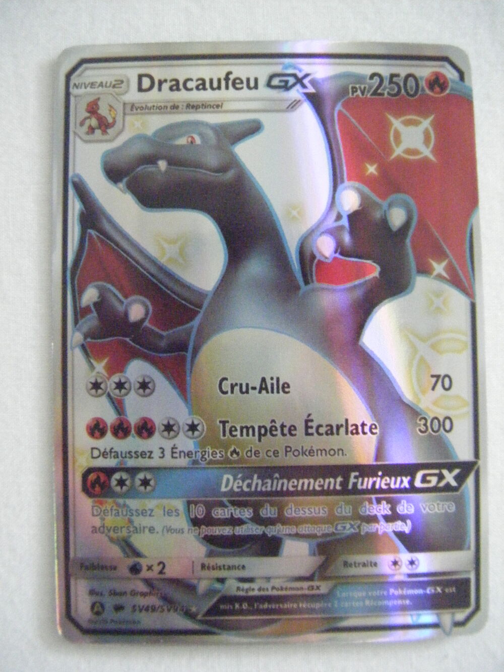 R&eacute;plique carte pok&eacute;mon Dracaufeu GX Shiny NEUVE 