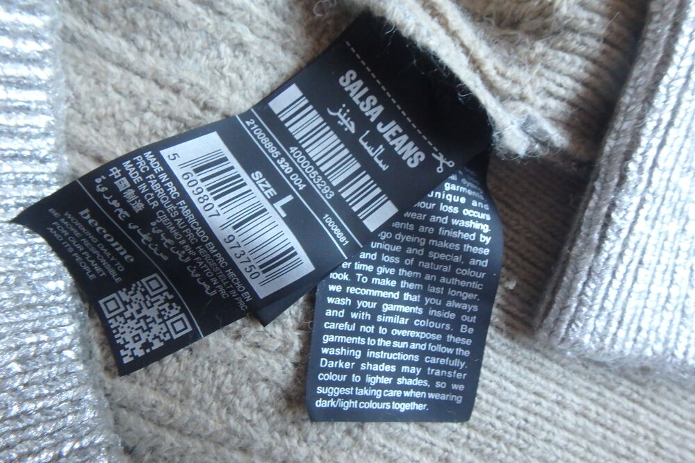 Salsa pull &agrave; col montant gris argent taille L, 40 &agrave; 44 neuf Vêtements