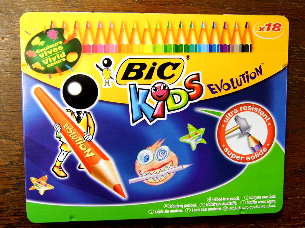 Boite BIC en m&eacute;tal 18 crayons couleurs ultra r&eacute;sistant 