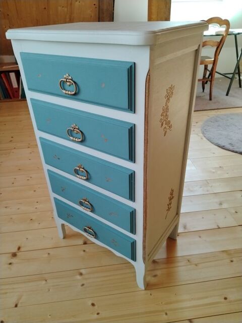 Chiffonnier vintage 5 tiroirs relook  la peinture Libron 105 Orchies (59)