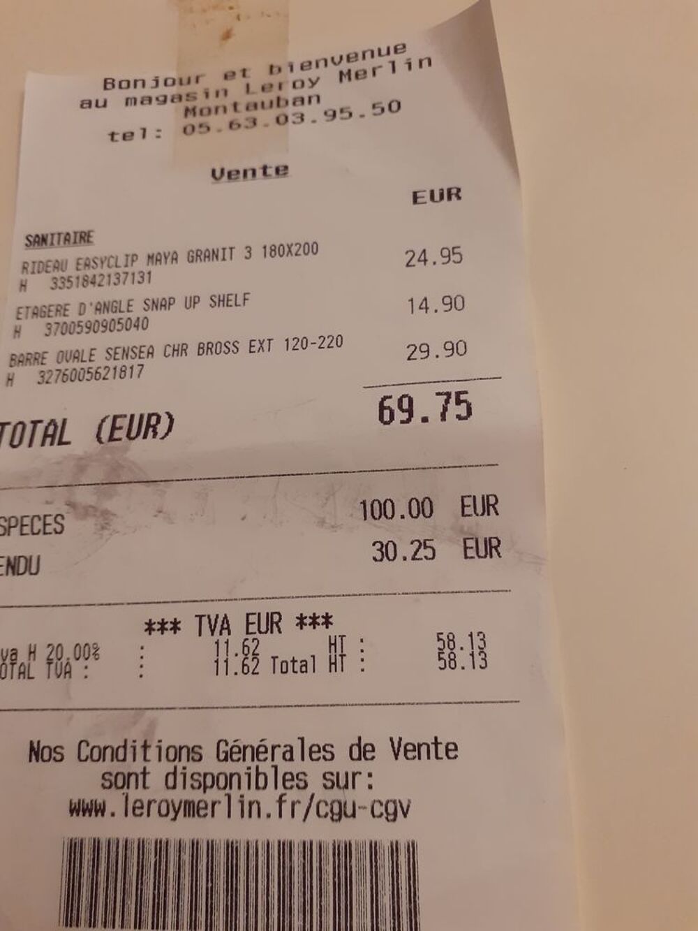 Rideau de douche + tringle Meubles