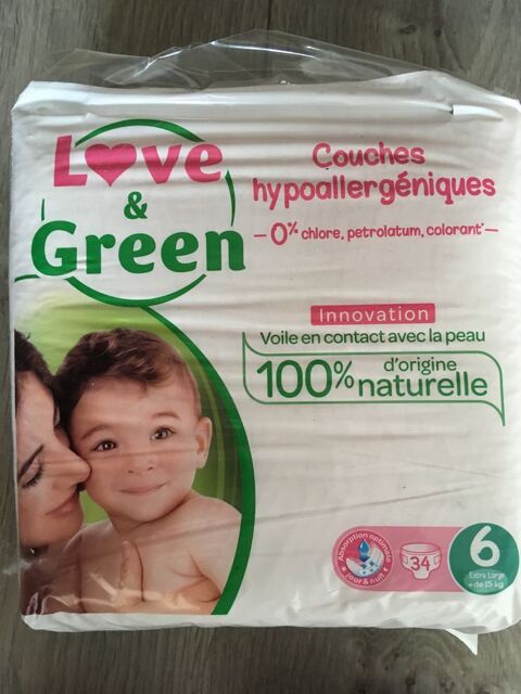 Couches jetables Love and green taille 5 (12 à 25 kg) paquet 18