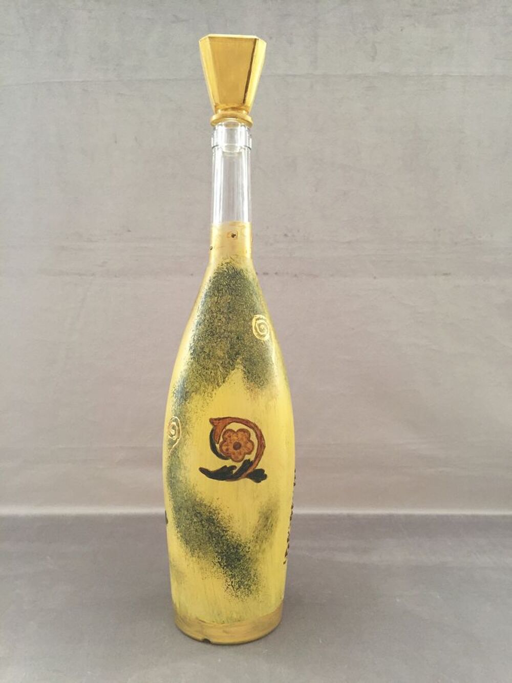 GRANDE BOUTEILLE EN VERRE MAGNUM 150cl ART DECORATIF PEINT Décoration