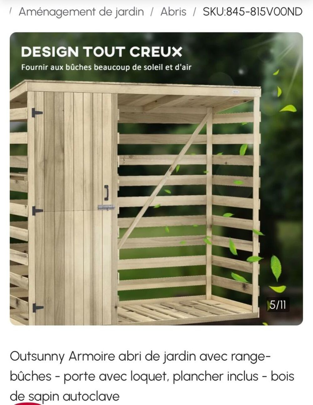 Abri b&ucirc;ches avec placard int&eacute;gr&eacute; Jardin