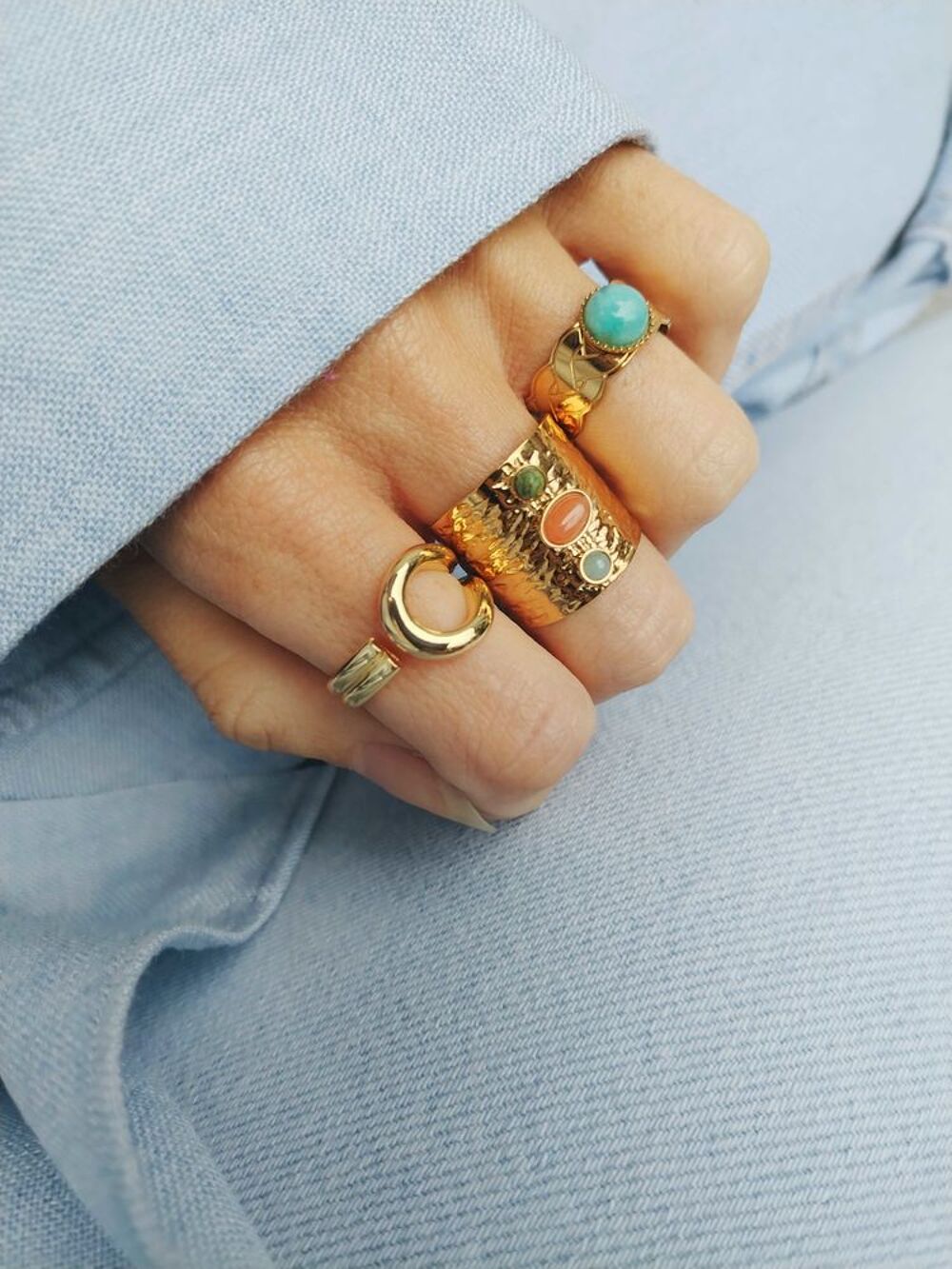 bague ajustable pierre naturelle Amazonite Bijoux et montres