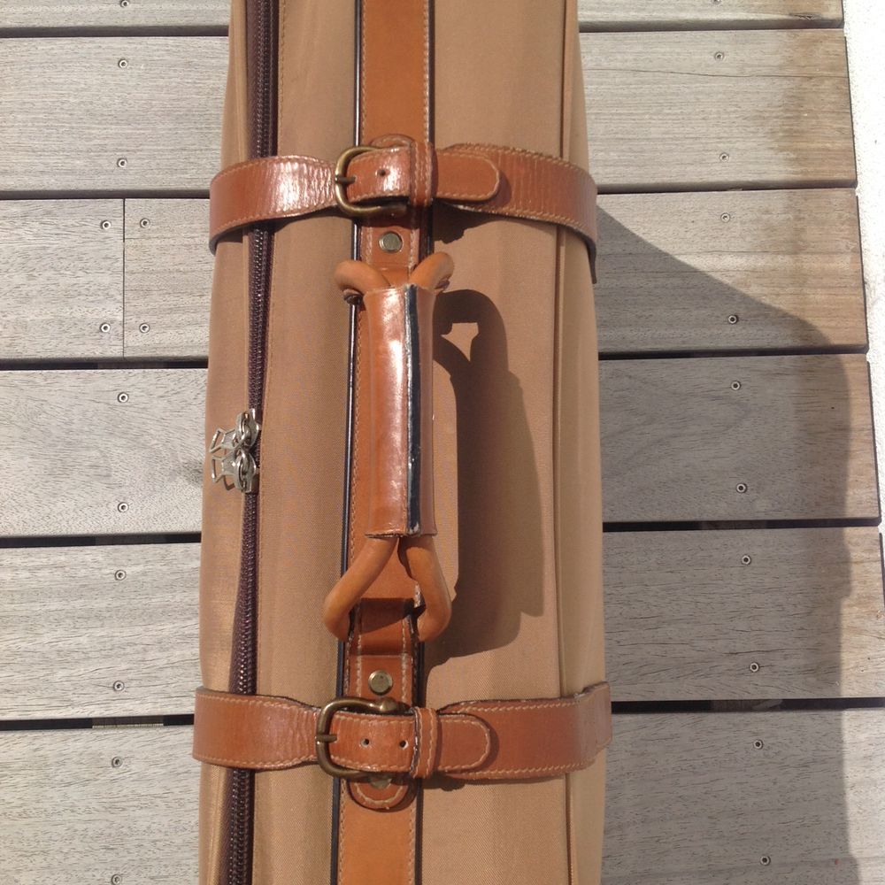 Authentique valise vintage LANCEL, souple, en toile enduite Maroquinerie