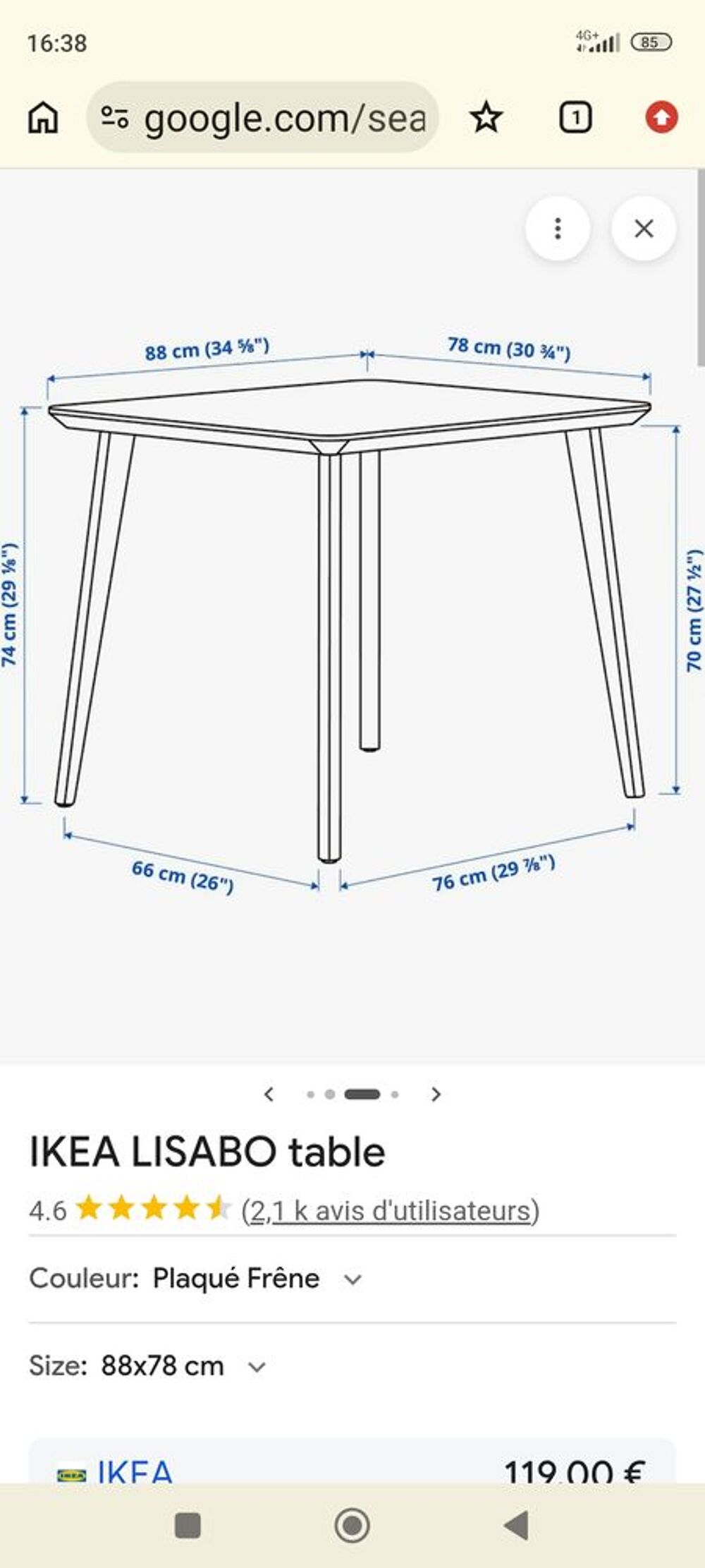 table lisabo ik&eacute;a avec ses 2 chaises Meubles