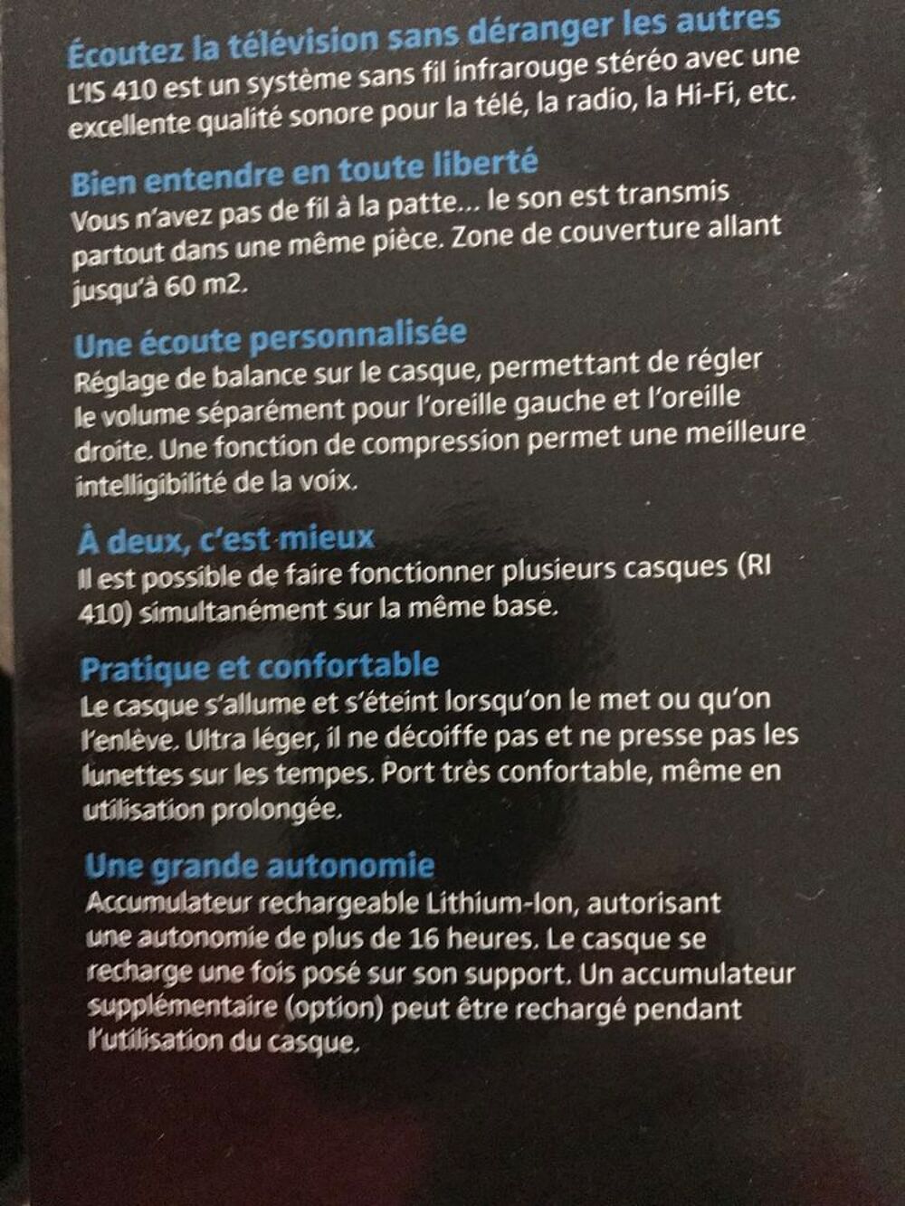Casque TV Sennheiser sans fil IS410 + BA300 Photos/Video/TV