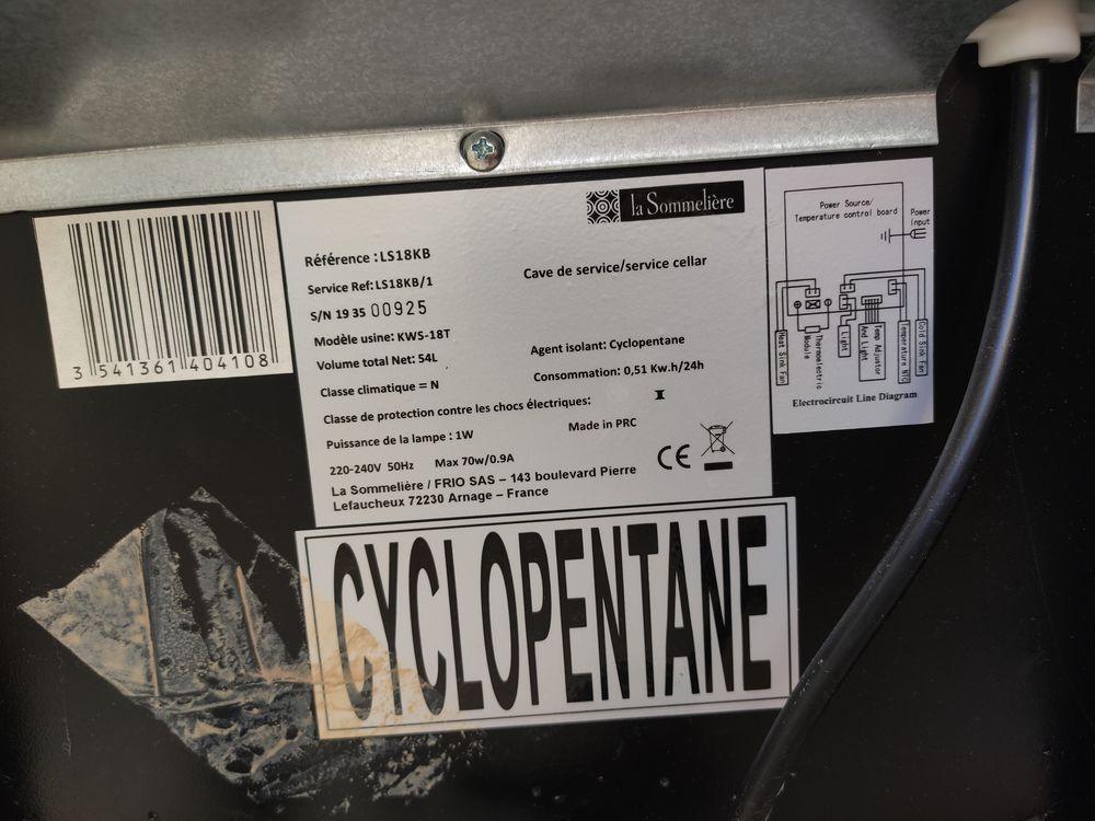 Cave &agrave; vin 18 bouteilles La Someli&egrave;re Electroménager