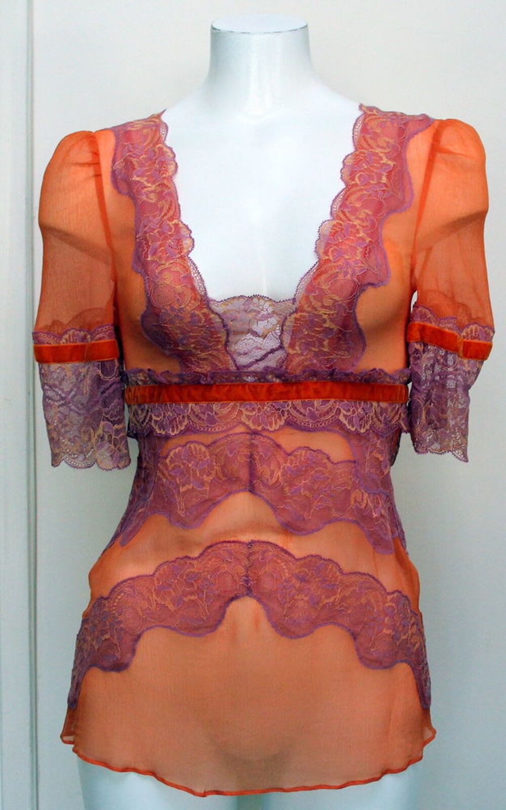 Top mousseline et dentelle DOLCE &amp; GABBANA T.38 Fr Vêtements
