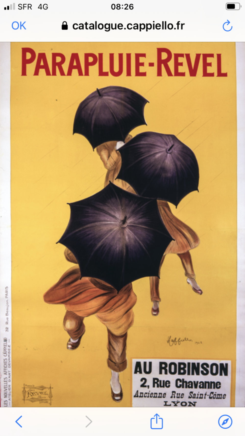 Grande affiche originale num&eacute;rot&eacute;e Cappiello 