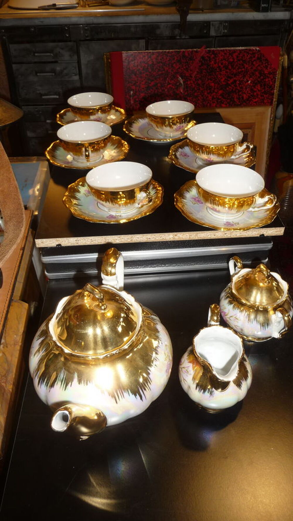 service moka en porcelaine dor&eacute; bavaria D�coration