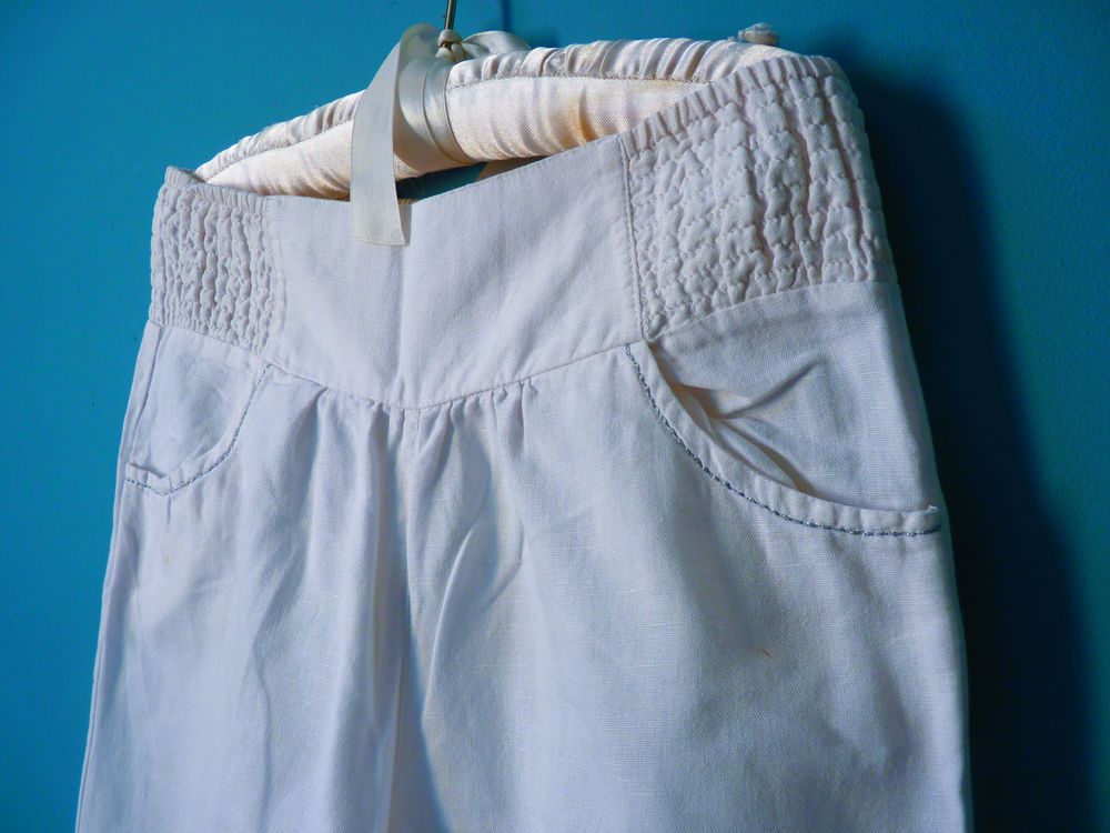 Pantalon Gemo Fille 10 ans lin blanc TBE Vtements enfants