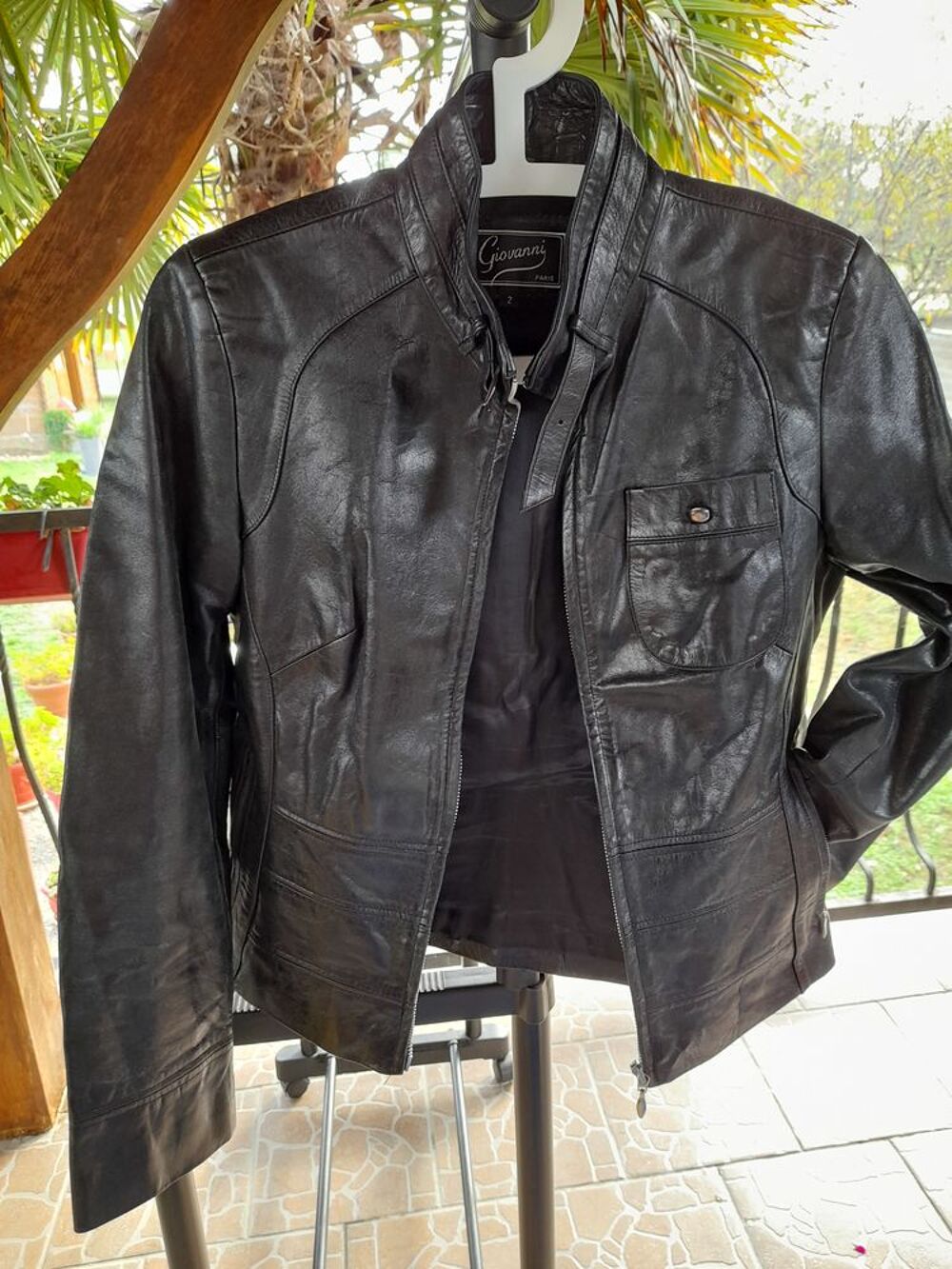 Blouson cuir type biker T2 Vêtements