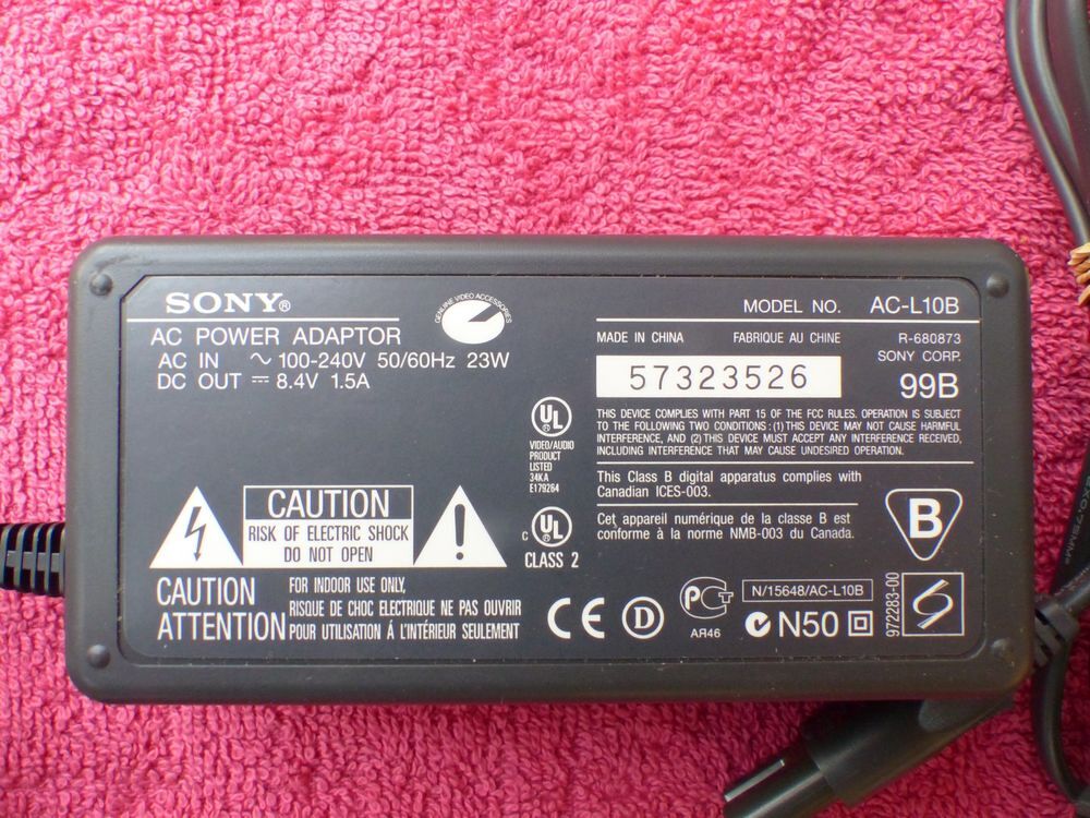 Chargeur Alimentation secteur pour Cam&eacute;scope Sony Photos/Video/TV