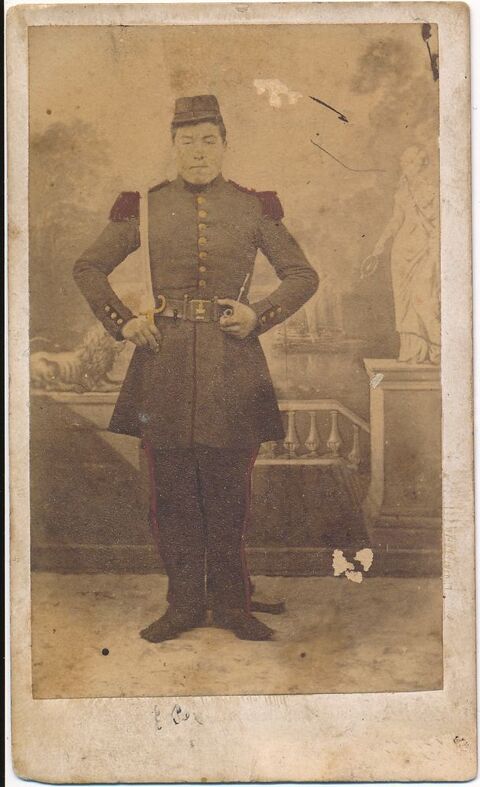 Cdv Photo Militaire Infanterie Second Empire Montpellier 1 Loches (37)