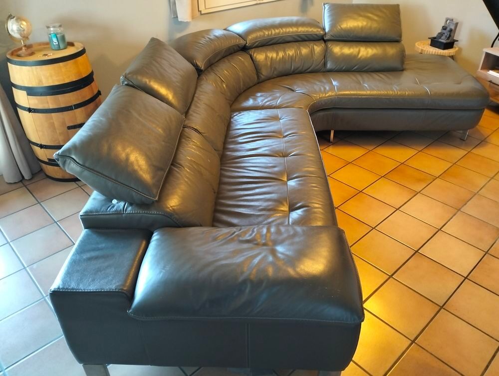 Canap&eacute; d'angle cuir gris Meubles