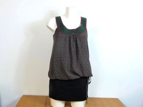 Top Fleuri Vert Fonc� Rouge et Kaki- Ici et Maintenant 12 Paris 15 (75)